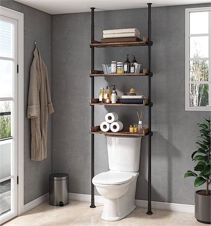 ALLZONE Bathroom Organizer, Over The Toilet Storage, 4-Tier Adjustable Shelves