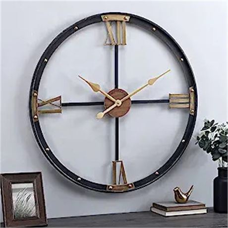 FirsTime & Co. Rowan Wall Clock, Round, Metal, 32 x 1.75 x 32 Inches