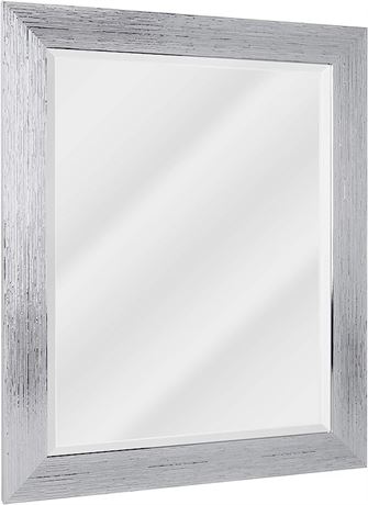 Head West Textured Chrome Rectangular Framed Wall Vanity Mirror - 27.5 x 33.5