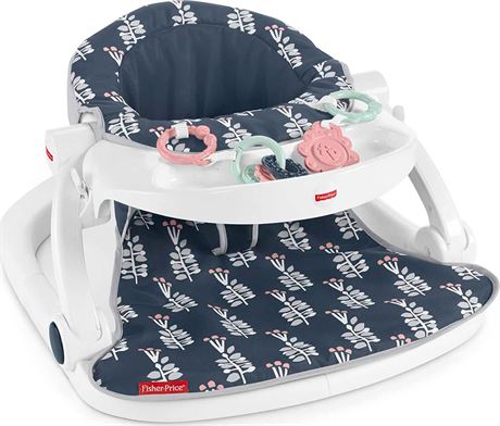 Fisher-Price Portable Baby Chair Sit-Me-Up Floor Seat, Navy Garden