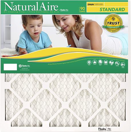 Flanders PrecisionAire 10x20x1 NaturalAire Standard Pleat Air Filter, 12-Pack