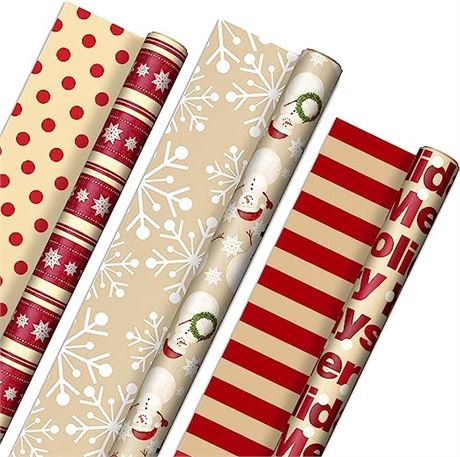 Hallmark Reversible Christmas Wrapping Paper (3 Rolls: 120 sq.ft)