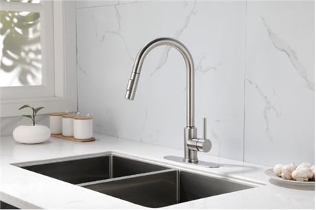 Touch Sensitive Kitchen Faucet w/ Pull Down Sprayer - Brushed Nickel - Unbranded