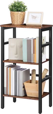 HOOBRO 3 Tier Bookshelf, Narrow Bookshelf, Record Storage Rack with Side Fence