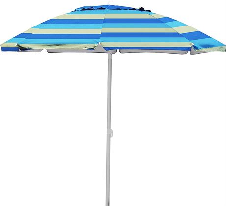 Caribbean Joe Beach Umbrella with UV Protection, Stripe, 7'