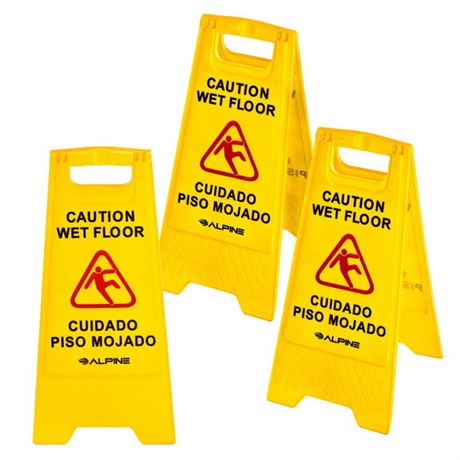 Alpine Industries 499-3 24" Caution Wet Floor Sign , Pack of 3 - One Damaged