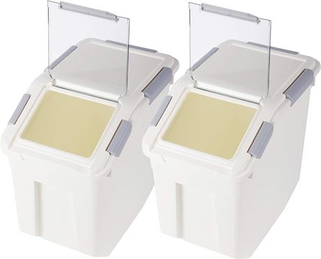 Rice Storage Container with Wheels, 15kg, Set of 2