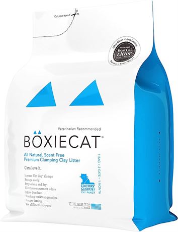 Boxiecat Premium Clumping Clay Cat Litter, Scent Free, 28lbs