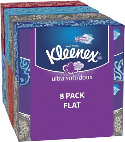 Kleenex Ultra Soft Tissues, White, 120ct, Pack of 8