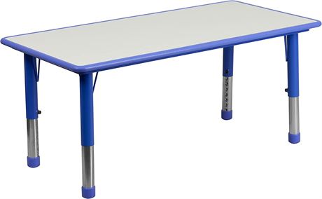 Flash Furniture Wren Rectangular Blue Plastic Height Adjustable Activity Table