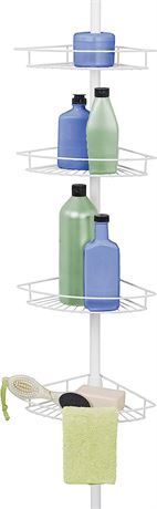 Zenna Home Tension Pole Shower Caddy, 4 Basket Shelves with Built-In Towel Bars