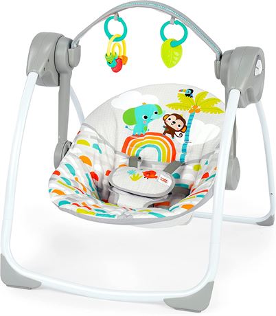 Bright Starts Playful Paradise Portable Compact Automatic Baby Swing with Music