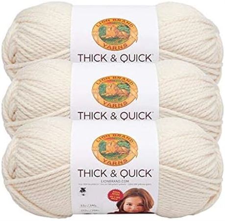 Lion Brand Yarn Wool-Ease Thick & Quick Yarn, Soft and Bulky Yarn, 3Pk