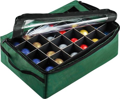 Tiny Tim Totes 48 Christmas Ornament Organizer Storage Box, Green