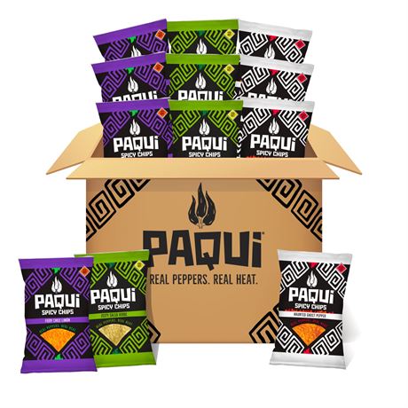 Paqui Spicy Tortilla Chips Variety Pack, 12ct, 2oz Individual Snack Sized Bags