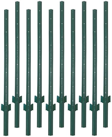 VASGOR 6 Feet Sturdy Duty Metal Fence Post, 10-Pack