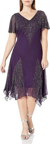 J Kara Women's Plus Size Short Beaded Dress - 18W