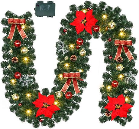 Lulu Home Christmas Garland, 9FT Pre-lit