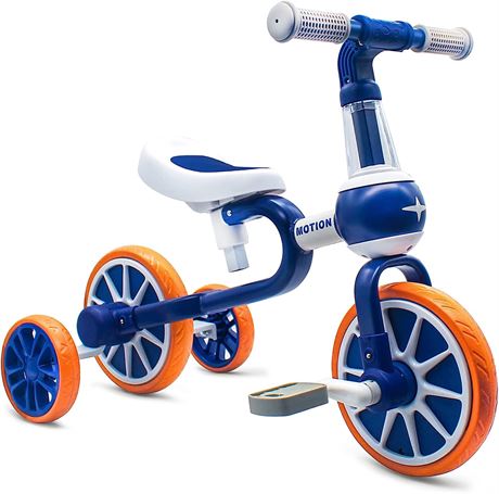 Xiapia 3-in-1 Kids Tricycle, Blue/White/Orange