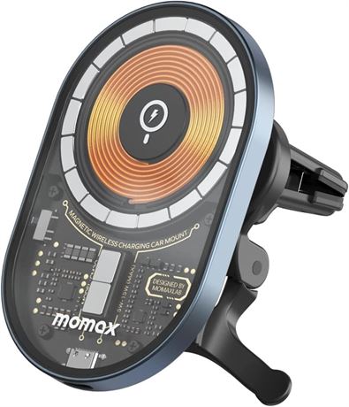 MOMAX Magnetic Wireless Charging Car Charger