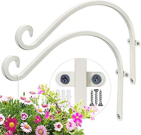 AJART White Plant Hanger Outdoor: 12-Inch Plant Hooks