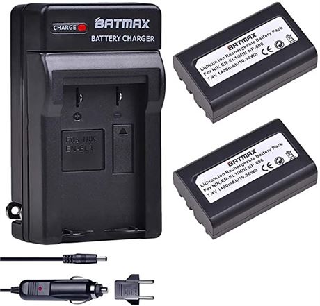 Batmax 2Pcs 1400mAh EN-EL1 Battery + Charger Kits