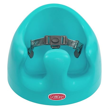 Nuby My Floor Seat, Soft Foam Cushion with Safety Harness, Aqua