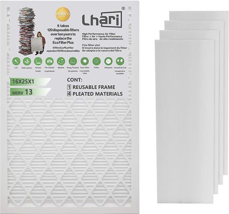 Lhari 16x25x1 Furnace Filter MERV 13 Pleated