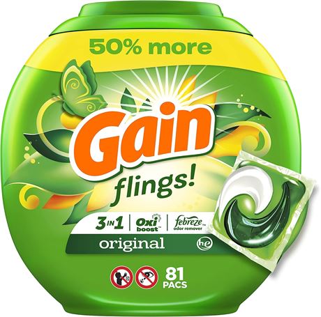 Gain Flings Laundry Detergent Soap Pods - 81 Count