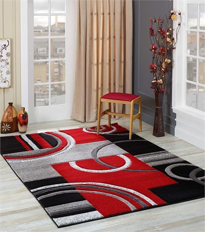 GLORY RUGS Area Rug 8x10 Red Modern Design Carpet