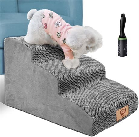 Topmart 3 Tiers Foam Dog Ramps/Steps, Non-Slip Dog Steps Grey