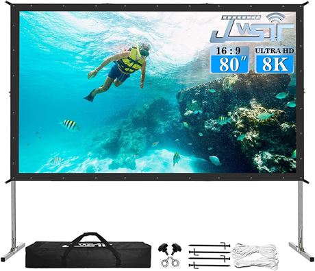 JWSIT Outdoor Portable Movie/Video Projection Screen and Stand, w/ Carrying Bag