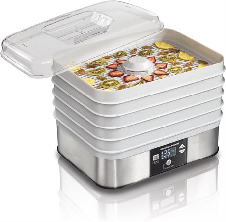 Hamilton Beach Digital Food Dehydrator with 48 Hour Timer/Auto Shutoff, Grey