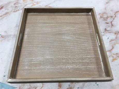 Food Tray with Handles, Light Wood