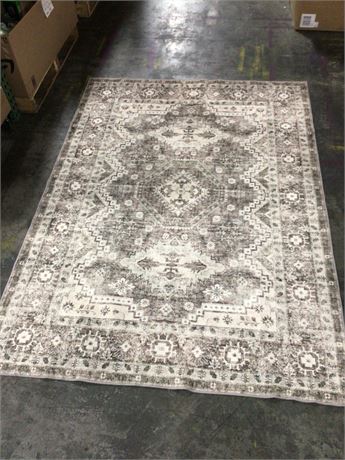 Area Moroccan/Oriental Rug, Approx 5x7/6x9, Tan/White