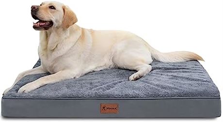 MIHIKK Orthopedic Egg-Crate Foam Dog Bed with Cover 36 x 27 x 3 inch, Dark Grey