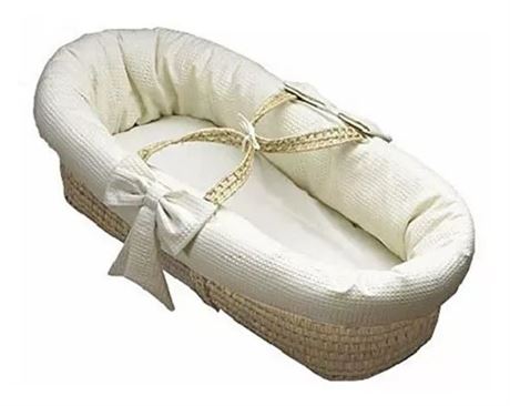 Baby Doll Bedding Pique Moses Basket White 0-3 Month - Slight Damage/See Photos