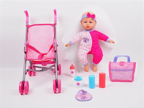 DREAM COLLECTION Gi-Go: 14' Baby Doll with Stroller Set