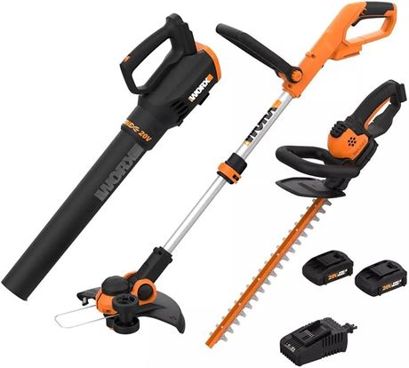 Worx 20V Power Share 3PC Cordless Combo Kit (Blower, Trimmer, & Hedge Trimmer)