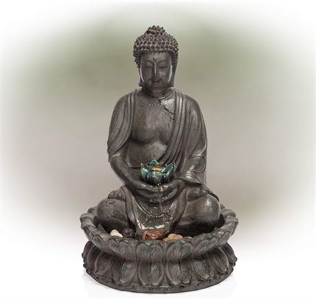 Alpine Corporation 19" Tabletop Buddha Fountain - Beige (DAMAGED RIM)