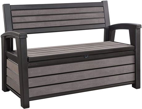 Keter Hudson Weather Resistant Outdoor Backyard Patio Storage Bench Deck Box