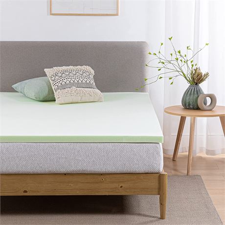 ZINUS 1.5/3/4-inch Green Tea Memory Foam Mattress Topper (1.5 in, Queen)