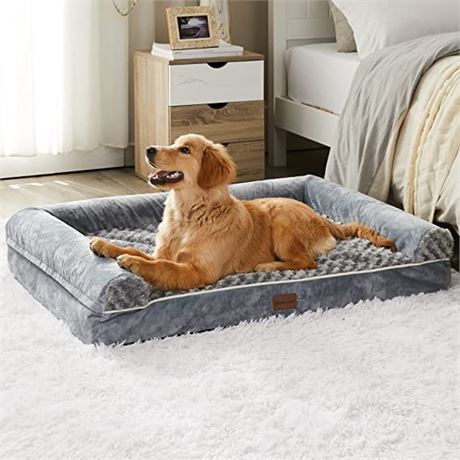 BFPETHOME Orthopedic Dog Beds for Large Dogs, 36 * 27 * 6.5 Inch, Grey