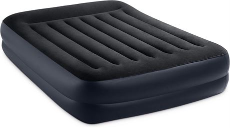 INTEX Dura-Beam Air Mattress, Queen Size with Pump, 16.5-in, Navy