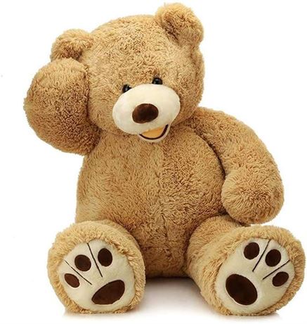 MorisMos Giant Teddy Bear with Big Footprints Plush, Light Brown 39 in