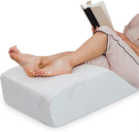 Zen Bamboo Wedge Pillow for Leg Elevation, 7x17x17-Inches, White