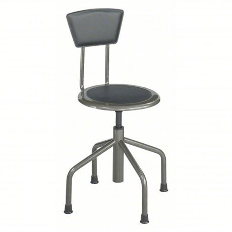 SAFCO Round Stool: 36 in Overall Ht, Screw Post, 16 in-22 in, Backrest Included