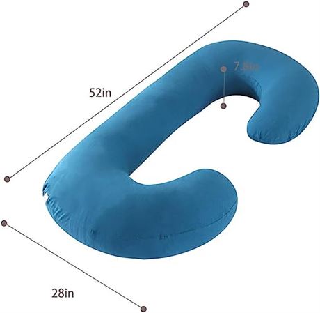 CDEN C-Shaped Maternity Pillow for Pregnant Women with Washable Cover, Blue