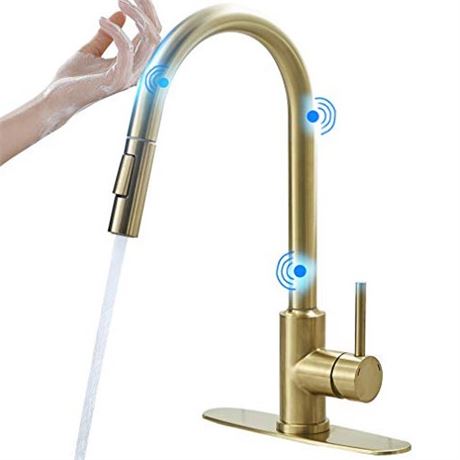 HVNVN Touch Kitchen Faucet with Pull Down Sprayer - Touched Gold