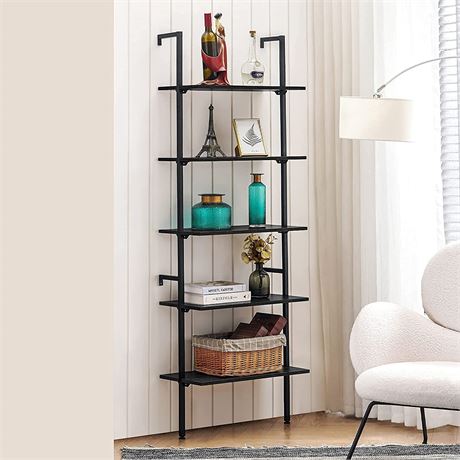 APICIZON 5 Tier Ladder Shelf Bookshelf - Black